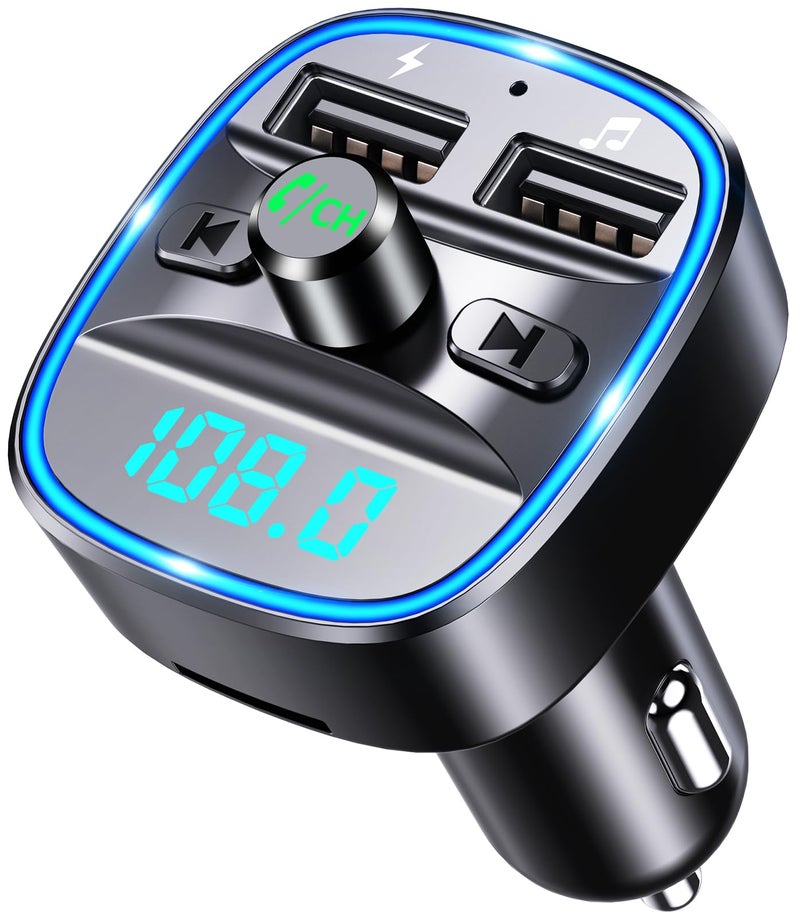 Comsoon (Upgraded) COMSOON FM Transmitter, Bluetooth Car Adapter MP3 Player, Hands-Free Calling, Dual USB Ports (5V/2.4A & 1A), LED Screen, Support SD/TF Card Flash Drive - Image 1